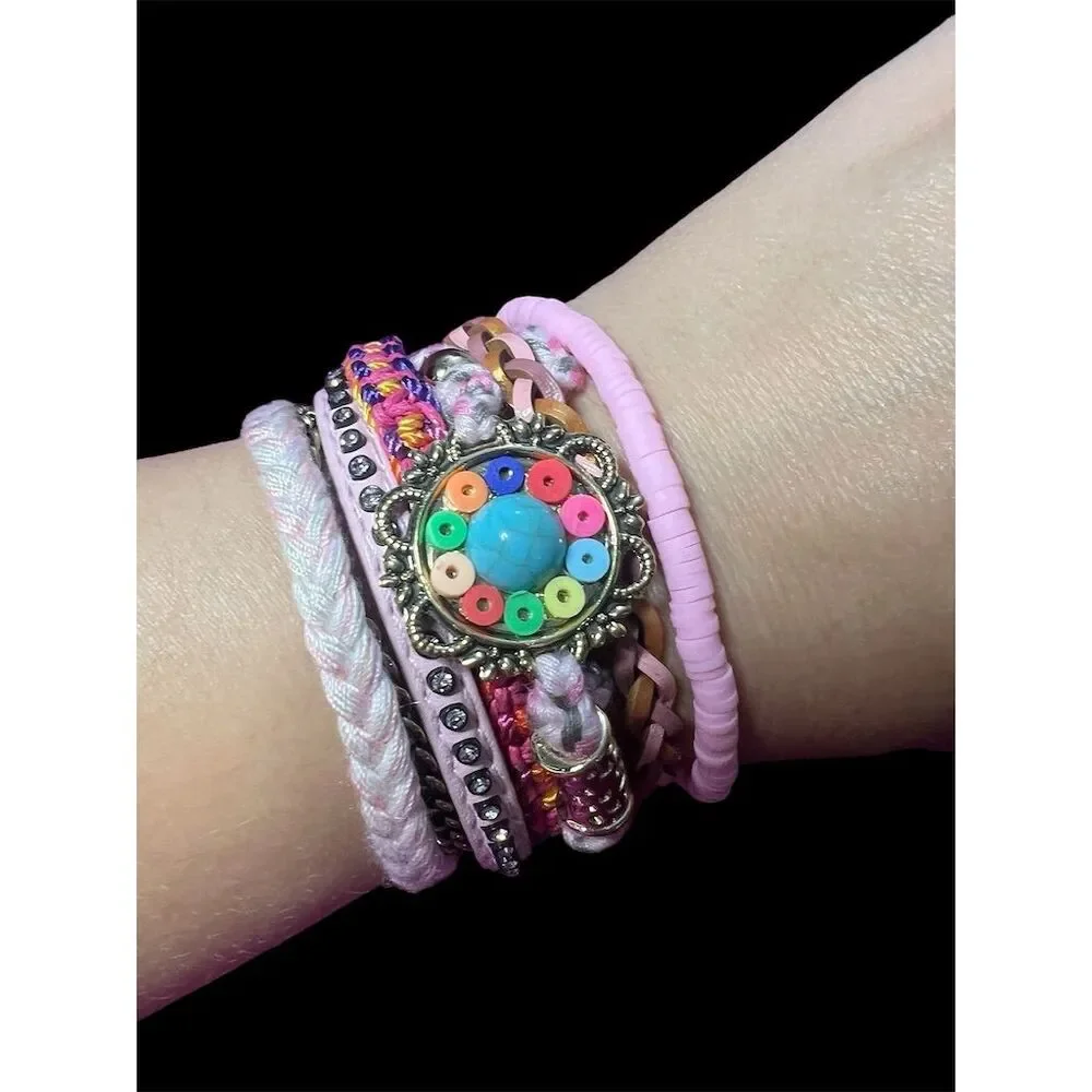 Bohemian Multi-Layer Wrap Bracelet Turquoise Beads Crystals Magnetic Clo… - Picture 2 of 7